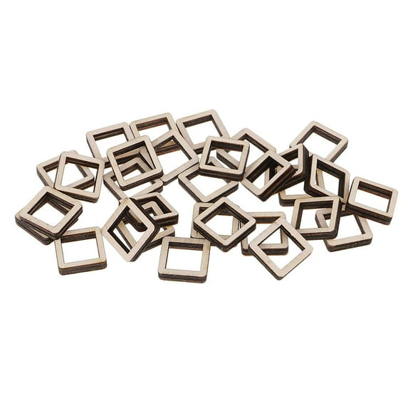 EHJRE Unfinished Wood Hollow Square Wooden Pieces for Woodcraft Model Making Craft DIY 30 Pieces 20x20mm