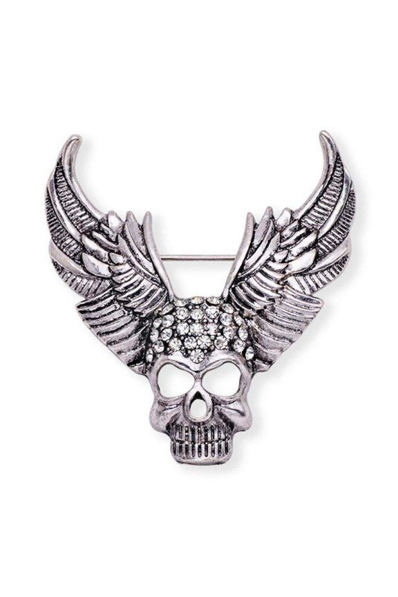 Unique Halloween Wing Brooch Crystal Rhinestone Antique