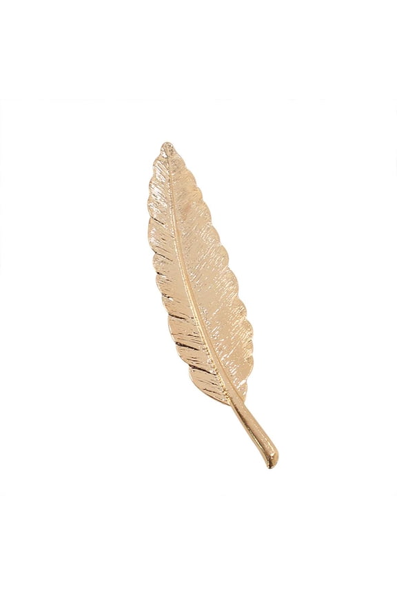 Vintage Alloy Feather Leaf Shape Brooch Pin Wedding Corsage Breastpin Gold