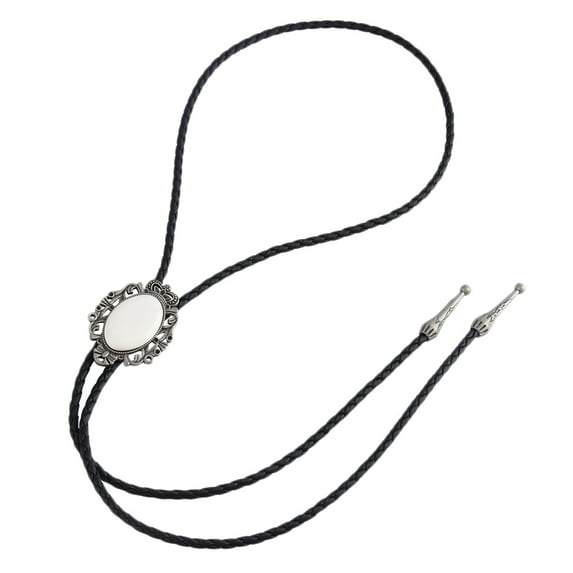 EHJRE Vintage Handmade Round Shape Western Cowboy Bolo Tie Necktie White