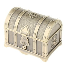 EHJRE Vintage Metal Treasure Chest Trinket Jewelry Box for Women Antique bronze