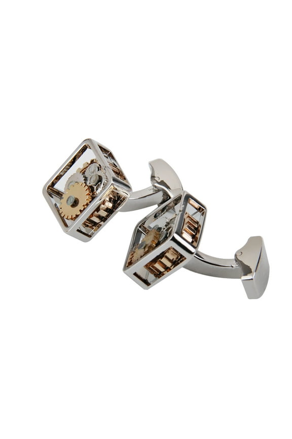 Vintage Steampunk Watch Movement Square Cufflinks Men's Wedding Cuff Links
