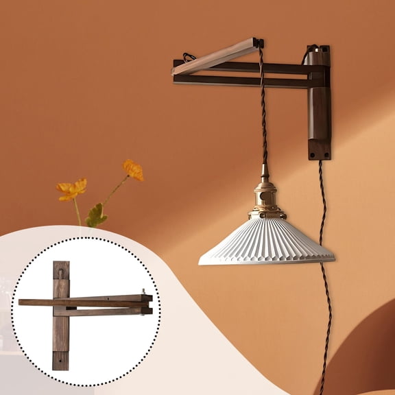 EHJRE Wall Mounted Lamp Bracket Rope Pendant Light Wall Mount Durability Adjustable with Folding Arm for Indoor Living Room Bedroom Style B