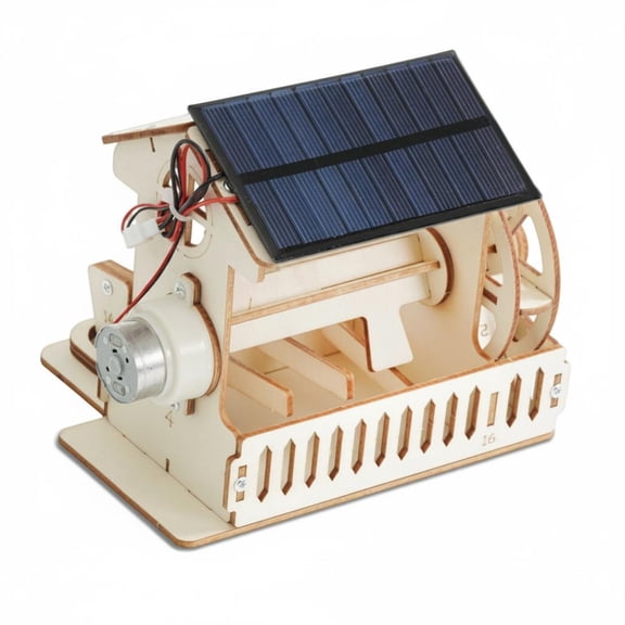 EHJRE Water Wheel Rice Hulling Model STEM Wooden DIY Kit Functional Motion Display for Classroom Projects and Science Fairs