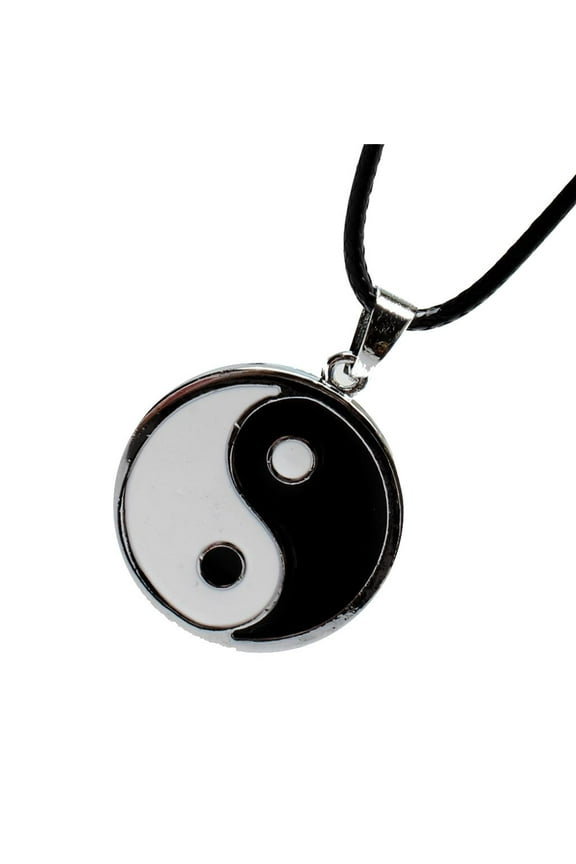 White Black Enamel Stainless Steel Yin Yang Pendant Necklace With Chain