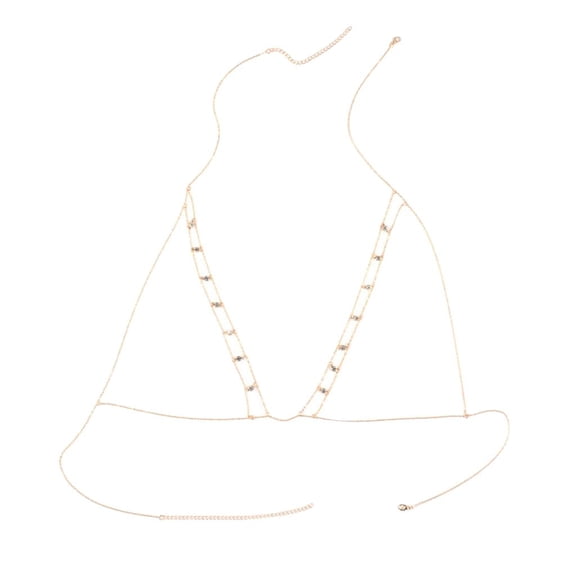 EHJRE Women's Rhinestone Bikini Bra Chain Simple Body Jewelry Choker Collar Necklace Gold