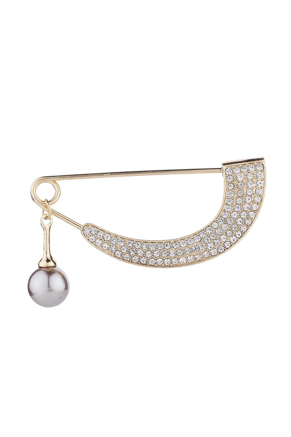 Women's Shawl Clip Pearl Crystal Cardigan Sweater Brooch Pins Pin Jewelry Gold