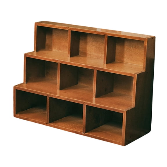EHJRE Wood Ladder Lattice Bracket Shelf Rustic Storage Organizer Collectibles 37.5cmx14cmx27cm