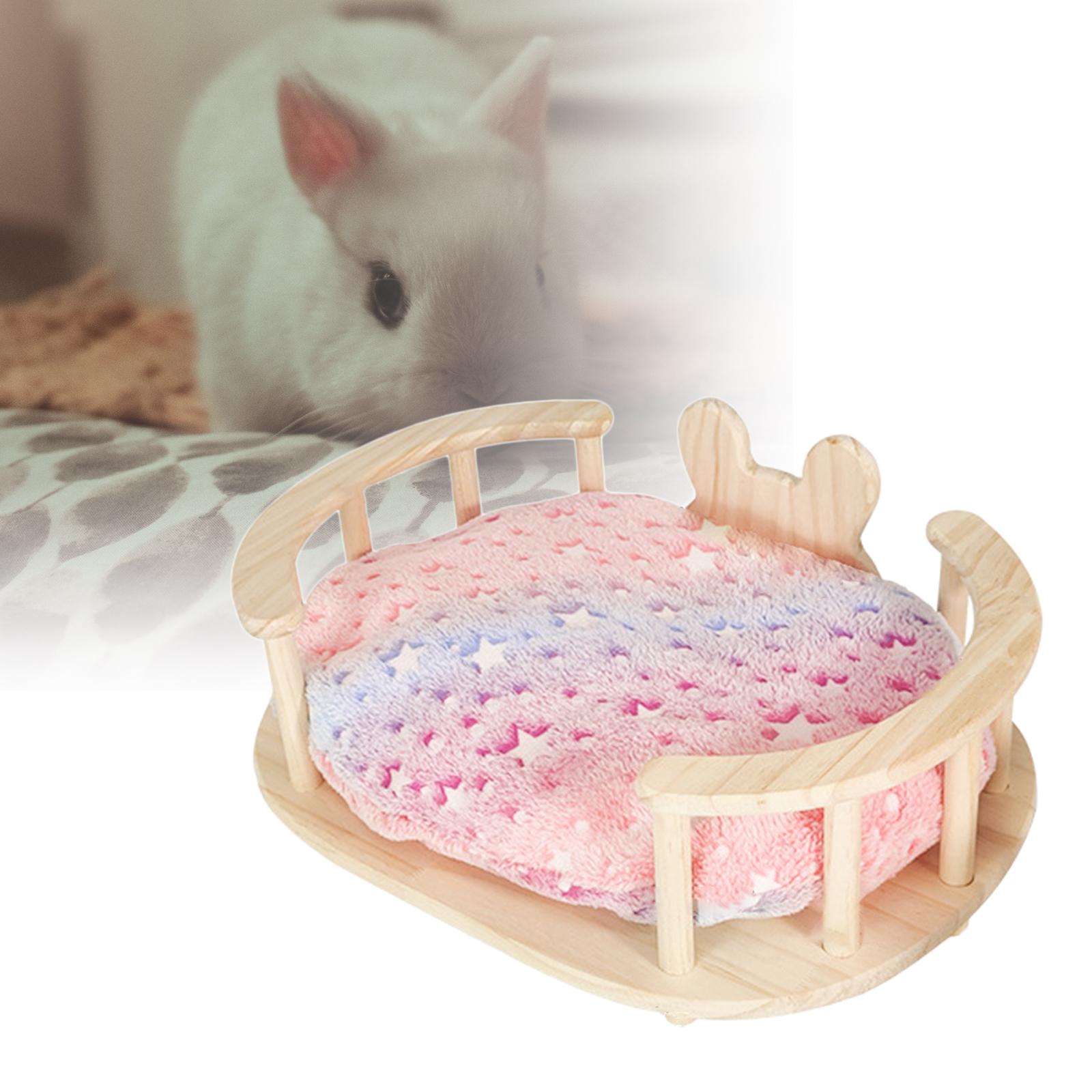 EHJRE Wooden Rabbit Bed Bunny Playhouse Cute Shape Pet Wood Nesting Bed