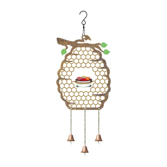 EHJRE for Outdoor ,Feeding Station ,Metal Honeycomb Sturdy Food Dispenser Hanging Bird Feeder for Backyard Patio with Bell