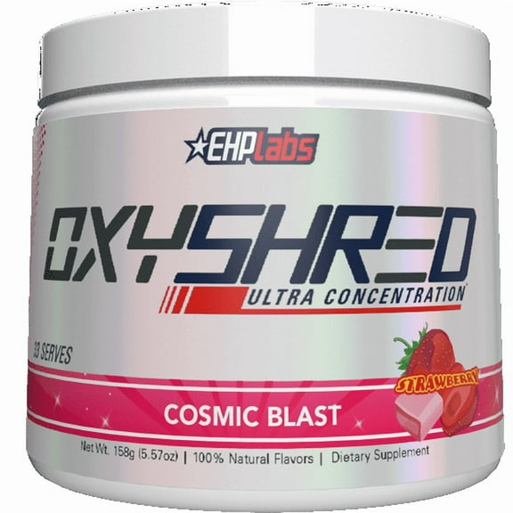 EHP LABS OxyShred Pre Workout Powder with L Glutamine & Acetyl L Carnitine, Energy Boost Drink - Cosmic Blast, 33 Servings