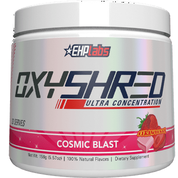 EHP LABS OxyShred Pre Workout Powder with L Glutamine & Acetyl L Carnitine, Energy Boost Drink - Cosmic Blast, 33 Servings