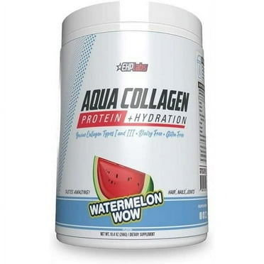 EHP Labs Aqua Hydrolyzed Collagen Peptides Powder - 10g of Protein per Serving, Hydration & Gut Health Support, Grass Fed Pasture-Raised Bovine Collagen, Type I & III, 24 Servings (Watermelon Wow)