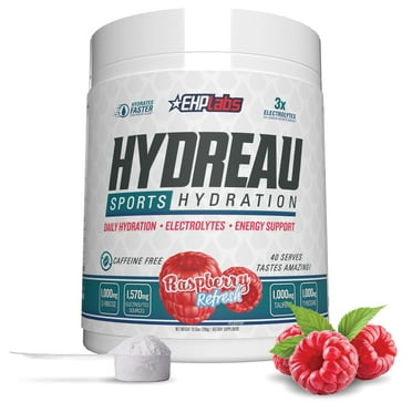 EHP Labs Hydreau Electrolytes Powder No Sugar - Hydration Powder for Endurance & Energy - Electrolyte Powder for Men & Women - Sugar Free Electrolytes - Raspberry Refresh (40 Serves)