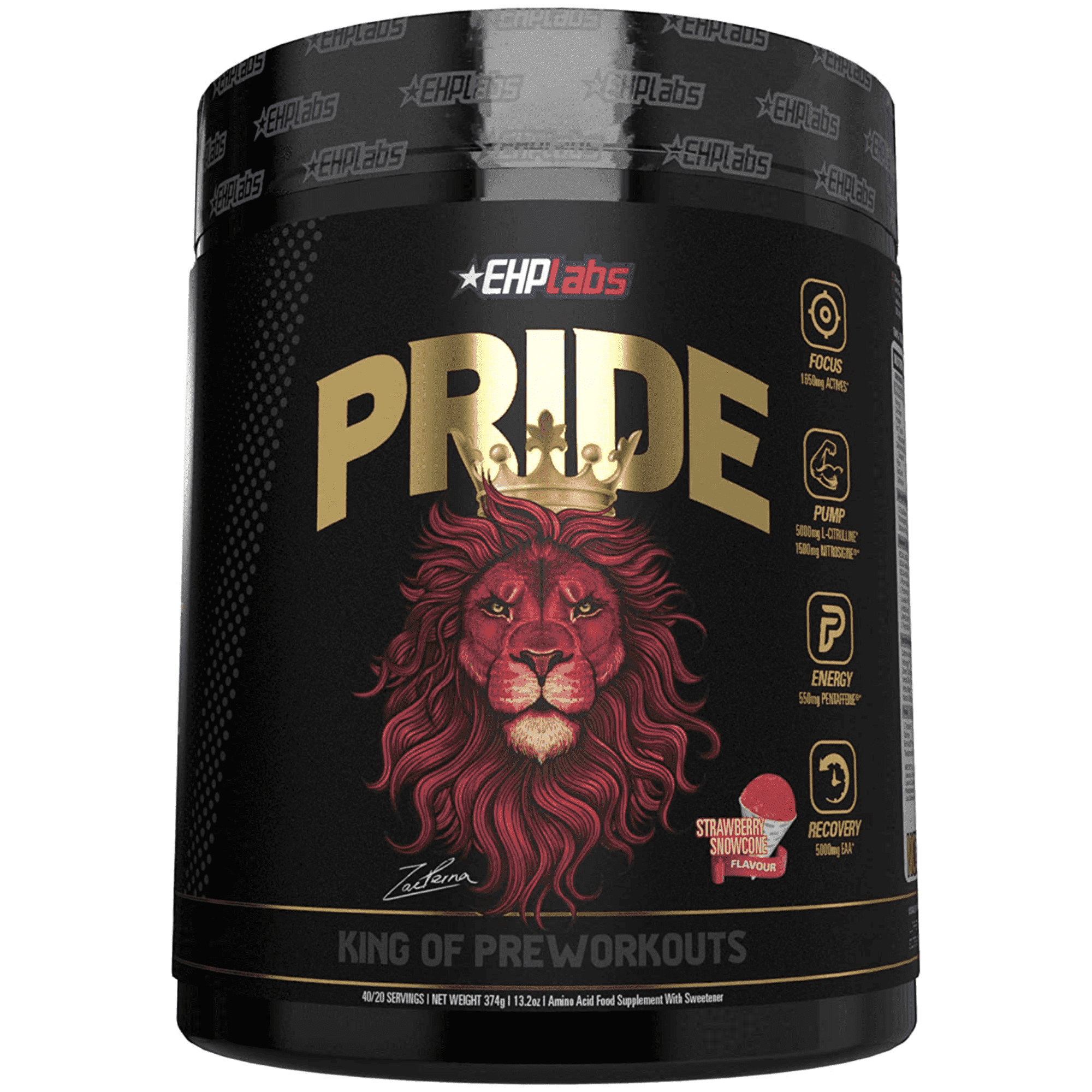 EHP Labs Pride Pre Workout Powder Energy Supplement - Sugar Free Preworkout for Men & Women, Energy Powder Boost Drink with BCAA - 280mg of Caffeine - Strawberry Snowcone (40 Servings)