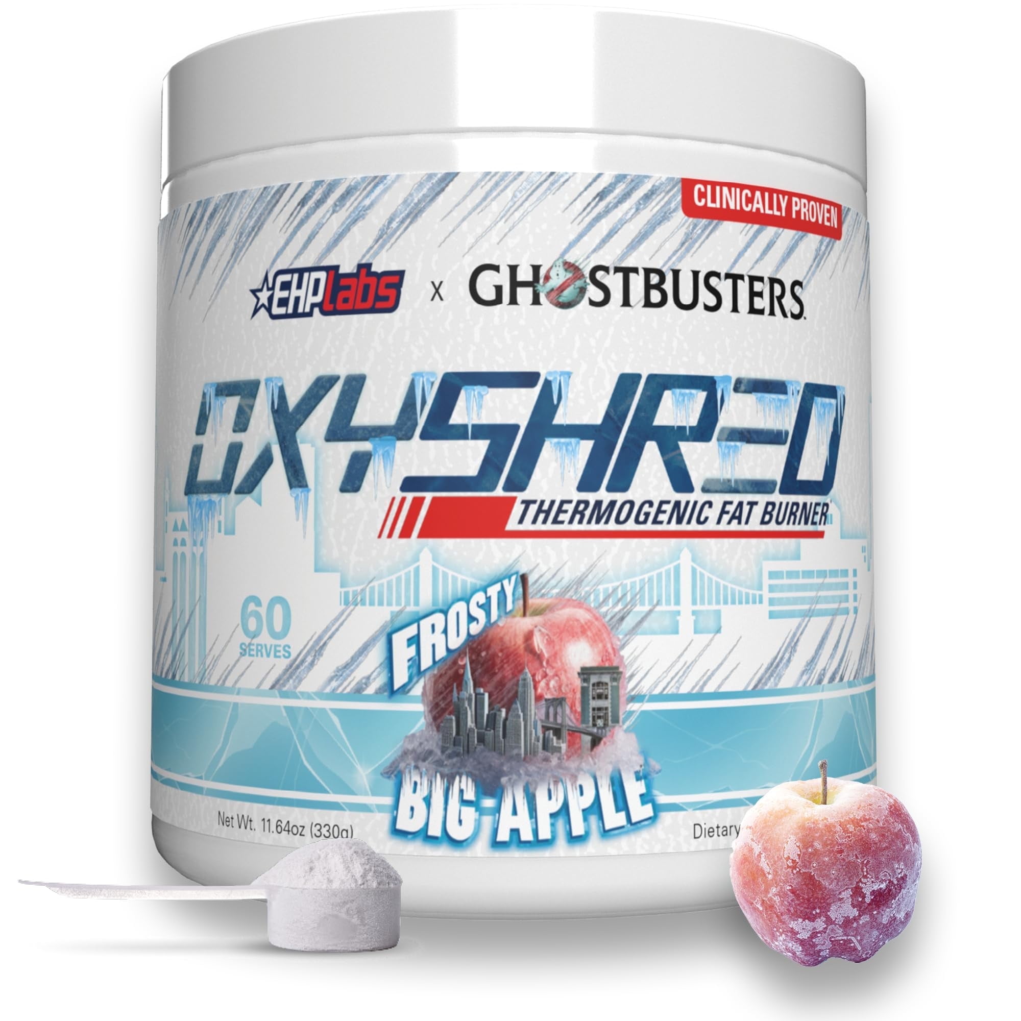 Walmart Deals of EHP Labs x Ghostbusters OxyShred Pre Workout Powder & Shredding Supplement - Preworkout Powder with Acetyl L Carnitine, Energy Boost Drink - Frosty Big Apple, 60 Servings