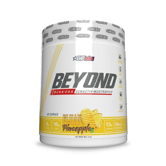 EHP Labs Beyond BCAA Powder Amino Acids Post Workout Recovery - BCAAs Essential Amino Acids EAA Supplements Powder - 10g Amino Acids Supplement for Muscle Recovery, 60 Servings (Fijian Pineapple)