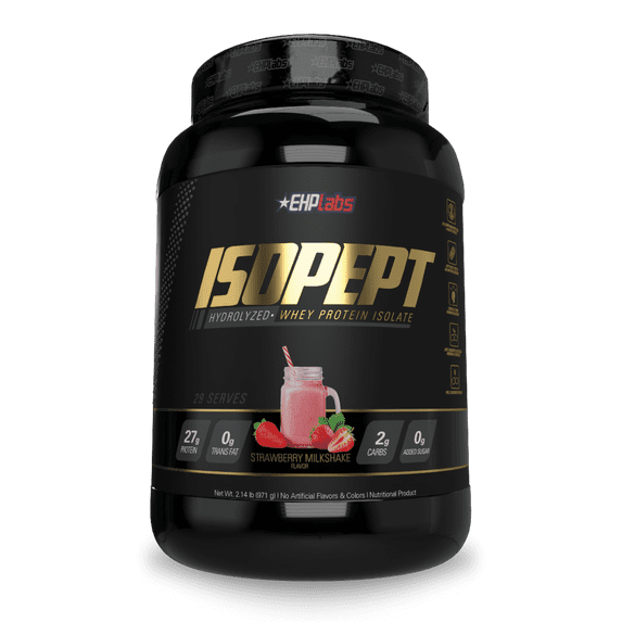 EHPlabs IsoPept Hydrolyzed Whey Protein Powder - 27g of Whey Protein Isolate & Hydrolysate, 27 Serves (Strawberry Milkshake)