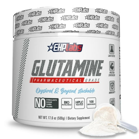 EHP Labs L Glutamine Powder Amino Acids - L-Glutamine, Workout Recovery, Immune Health & Gut Health Support (500g) - 100 Servings