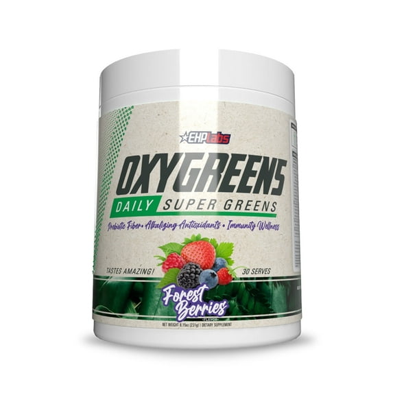 EHP Labs OxyGreens Super Greens Powder - Daily Greens Spirulina, Greens Superfood Powder & Greens Supplements Powder, Supergreens Antioxidants & Immunity Support, 30 Serves (Forest Berries)