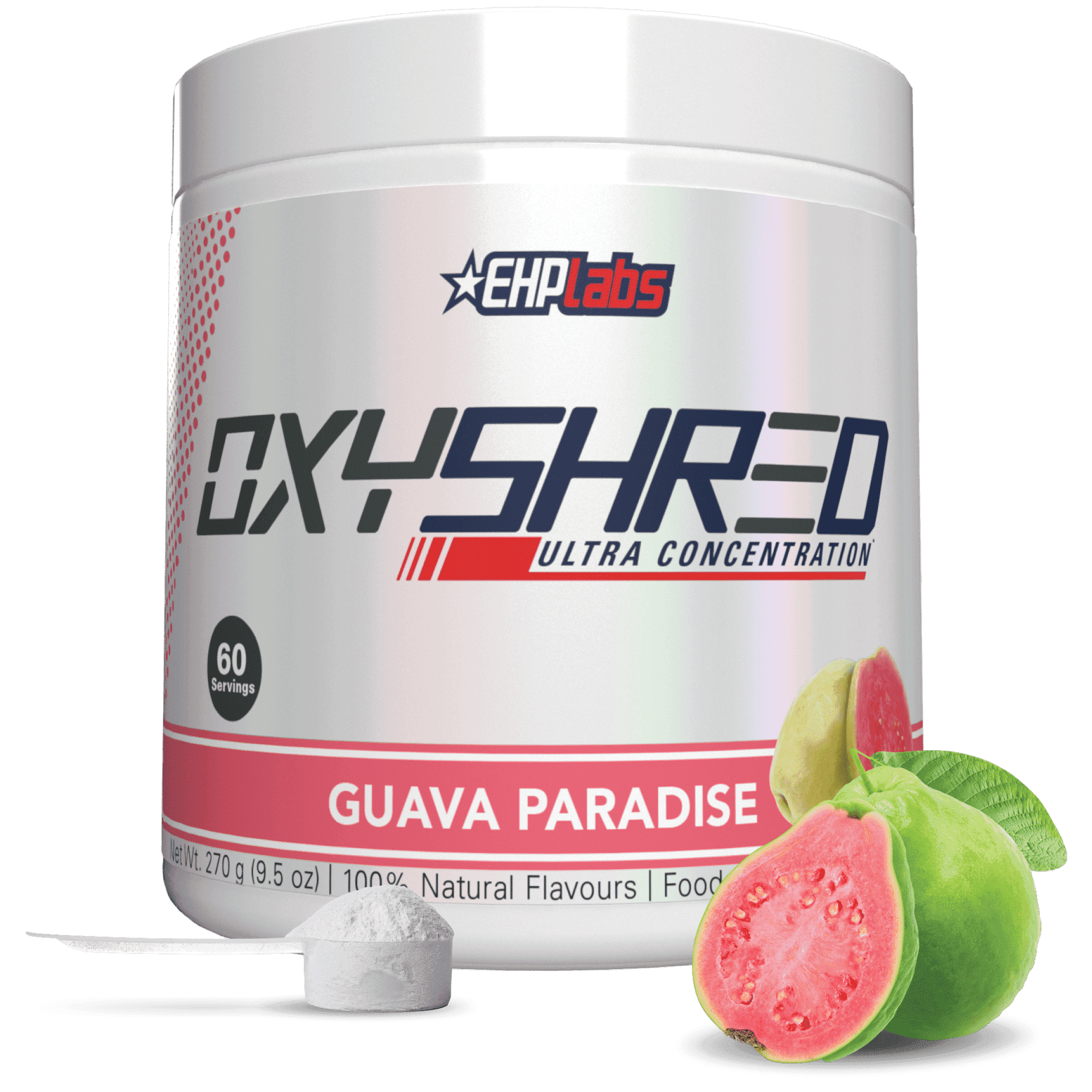 EHP Labs OxyShred Pre Workout Powder & Shredding Supplement - Preworkout Powder with L Glutamine & Acetyl L Carnitine, Energy Boost Drink - Guava Paradise, 60 Servings