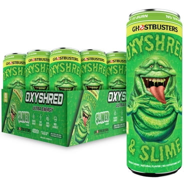 EHPlabs x Ghostbusters OxyShred Ultra Healthy Energy Drink, Sugar Free Energy Drink with Amino Acids, Green Tea Extract, Vitamin C & L Carnitine, Natural Caffeine - Slimer Lime (12-Pack)