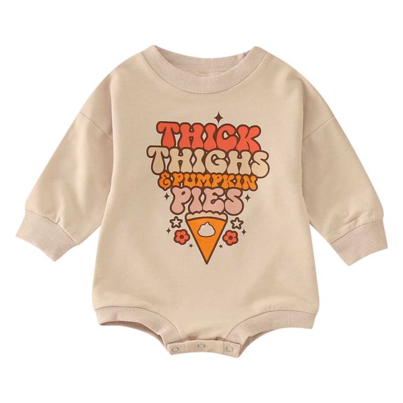 EHQJNJ Baby Girl Fall Outfits 9-12 Months Boys Girls Long Sleeve Letter Pullover Romper Sweatshirt Bodysuits Khaki Graphic Prints Baby 0-3 Months Girl