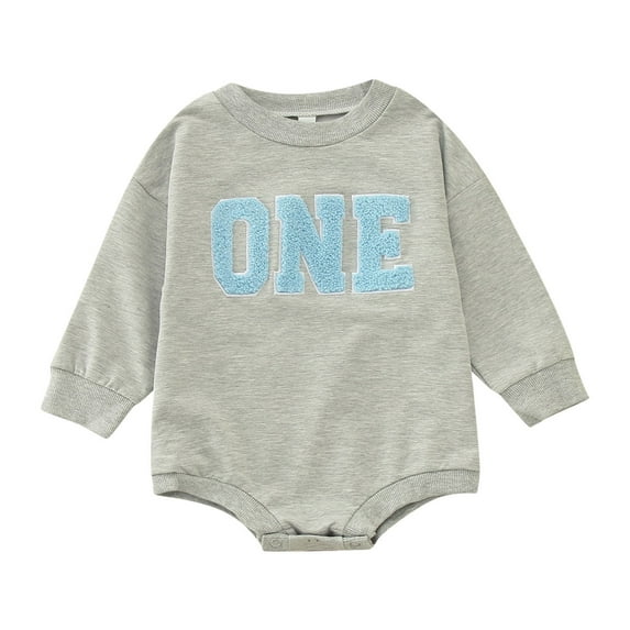 EHQJNJ Baby Rompers Boy Front Open Boys Girls Long Sleeve Letter Embroider Pullover Romper Sweatshirt Bodysuits Baby Boy Outfits Photography Outfits Boy Farmer