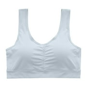 EHQJNJ Black Bralette Push up Satin Women's Comfort Mid Aged and Elderly Large Sized Ice Silk Bra with No Steel Rim Tank Top Style Gathering Anti Drop Sports Bra No Underwire Bras for Women Plus Size