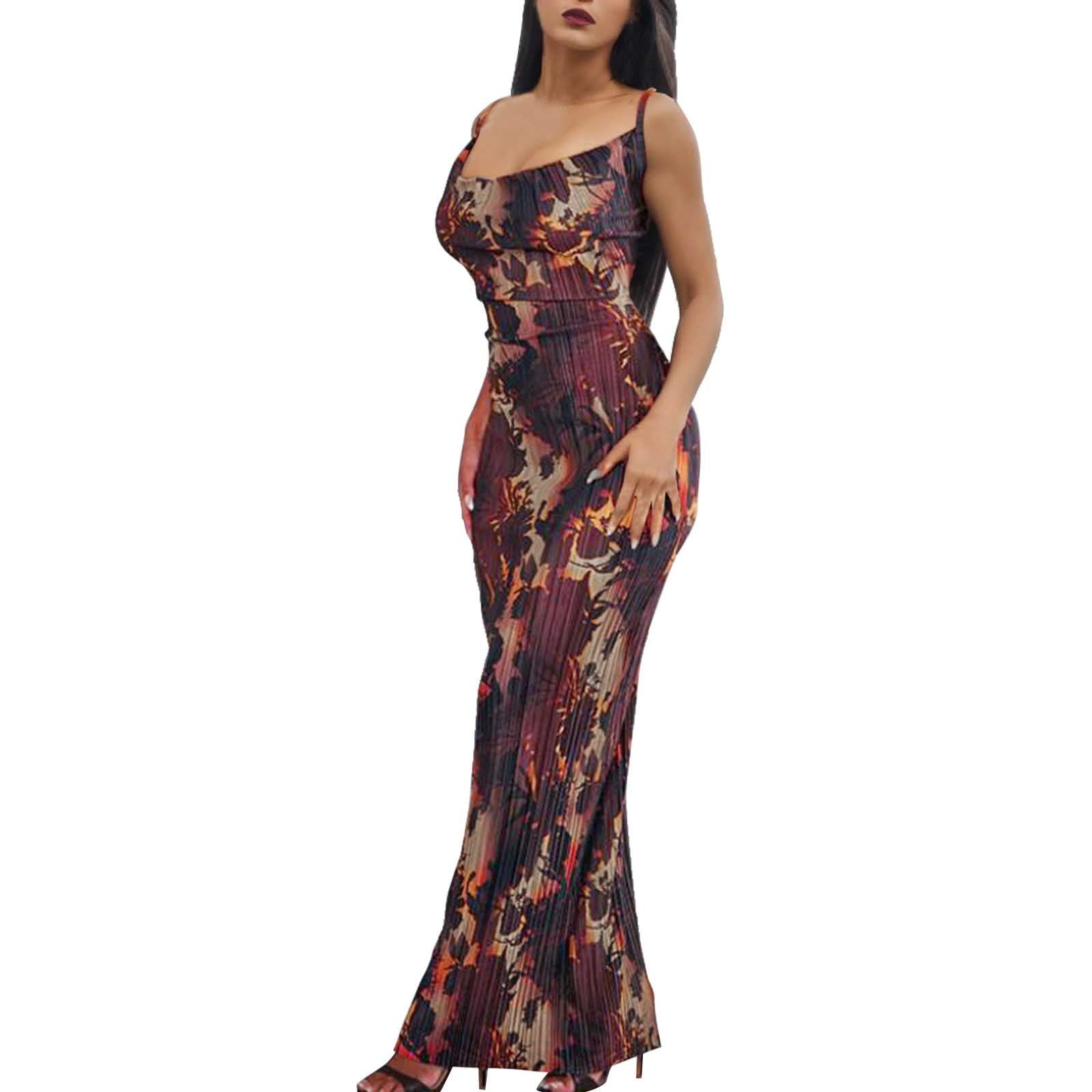 EHQJNJ Black Dresses for Women Short Round Neck Printed Plisse Extra