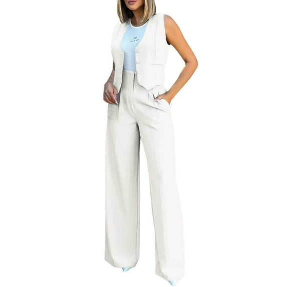 EHQJNJ Black Pants Suit for Women Plus Size Womens Elegant Solid Color Suit Vest Tank Cardigan Pockets Tops Wide Leg Pants Suit 70 S Outfit for Women Pant Sets Women 2 Piece Outfits Casual Cotton