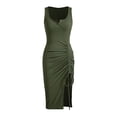 thumbnail image 1 of EHQJNJ Boho Wedding Dress Ladies Summer Casual Round Neck Button Threaded Dress Tight Bottom Drawstring Dress Black Maxi Dress Holiday Dresses, 1 of 7