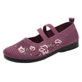 thumbnail image 1 of EHQJNJ Business Casual Shoes Women Pink Women's New Summer Embroidered Shoes Shallow Mouth Single Shoe Mesh Breathable Casual Shoes Soft Sole Mom's Shoes Brown Casual Shoes for Women, 1 of 5