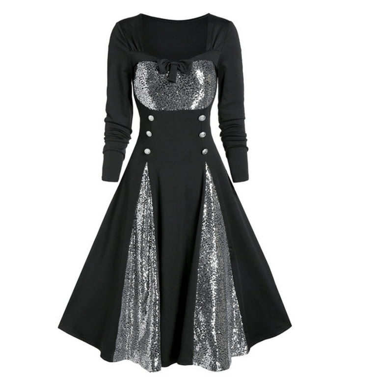 Lace panel tiered dress long sleeve clearance
