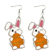 EHQJNJ Chain Earrings Silver Easter Bunny Carrot Earrings Acrylic Earrings Happy Spring Earrings Stick on Earrings Stainless Steel Earrings for Women Hoop Set