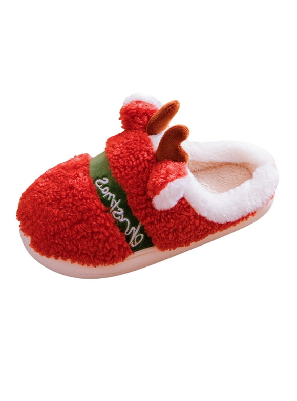 EHQJNJ Christmas Slippers for Women Dearfoam Slippers Ladies Ladies Fashion Christmas Deer Closed Toe Flat Bottom Plush Warm Cotton Slippers