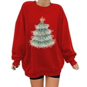 EHQJNJ Christmas Sweatshirts Plus Size Onlypuff Women Hoodies Pullover Womens Oversized Crewneck Long Sleeve Casual Loose Pullover Christmas Print Tops