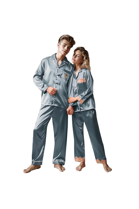 Couple Pajamas Matching Sets Sexy Couples Sleepwear Made of Silk and Coolmax Material with for Casual Living At Home: for Sleeping Or Relaxing Couples Matching Pajamas Sexy Pink Silk Pajamas