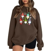 EHQJNJ Crewneck Sweatshirts Graphic Onlypuff Women Hoodies Pullover Ladies' Loose Fitting Christmas Printed Sweatshirt Hoodie with Shoulder Length Sleeves