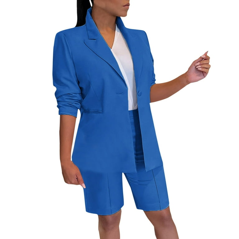 EHQJNJ Date Night Outfit for Women Plus Size Suits Shorts Set for Women 2024 Two Piece Outfits One Button up Jacket and Short Suits Birthday Outfits for Women 2024 2 Piece Outfits