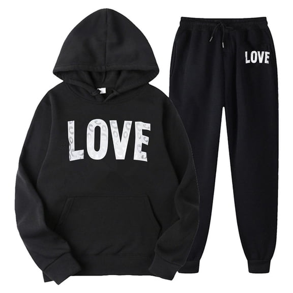 EHQJNJ Dressy Pant Suits for Women Petite Women‘S Pant Sets Two Piece Outfits Love Print Cute Matching Set Long Sleeve Hoodie Plus Size Trendy Sweatsuits 70S Outfits for Women Plus Size