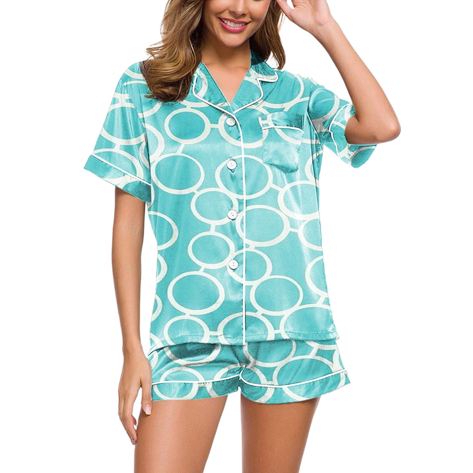 EHQJNJ Easter Adult 1 Piece Pajamas for Women Home Clothes Short Sleeved Silk Like Pajamas Summer Multicolor Suit Easter Pajamas for Women Soft Comfy Set Easter Warm Pajamas for Women Walmart