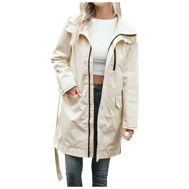 EHQJNJ Fall Trench Coat for Women 2024 Plaid Women Light Jacket Active