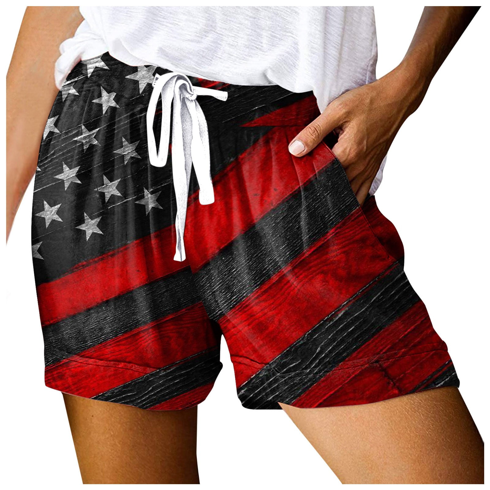 EHQJNJ Female 4th of July Womens Casual Drawstring Shorts Summer