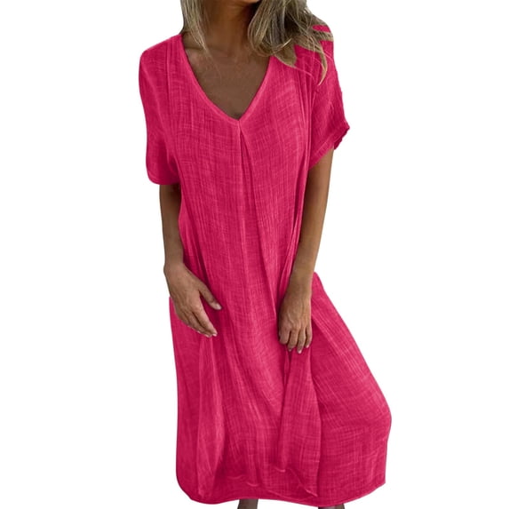 EHQJNJ Female Dresses for Women 2024 Party Women's Casual Loose Fitting Long V Neck Dress Midi Dress Sparkly Dress