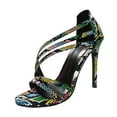 thumbnail image 1 of EHQJNJ Female High Heel Booties Sandals for Women Girls Roman Stilettos Snake Print Sandals Casual High Heel Sandals High Heels Shoes for Women Black High Heels for Women Wide Feet, 1 of 7