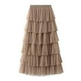 thumbnail image 1 of EHQJNJ Female Jean Skirt Women Mid Length Skirt Dance Party a Line High Waisted Tulle Tiered Skirt Holiday Party Half Skirts Silk Maxi Skirt Pleated Denim Skirt, 1 of 6