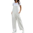 thumbnail image 1 of EHQJNJ Female Summer Rompers for Women 2024 Dressy Solid Jumpsuit Retro Casual Pocket Long Wide Leg Lace up Jumpsuit Black Jumpsuit for Women Petite Length Formal Womens Jumpsuit Dressy Winter, 1 of 5