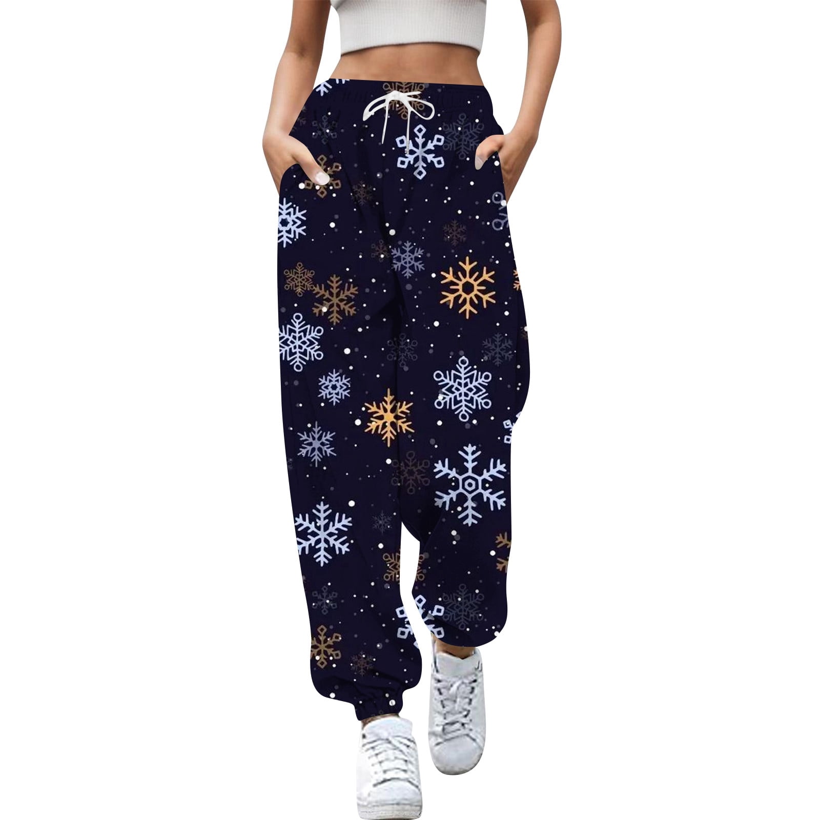 EHQJNJ Female Sweatpants Women Tall Length Ms Christmas Long Elastic