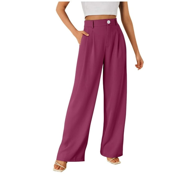 EHQJNJ Female Women's Pants Casual Cotton Womens Wide Leg Dress Pants High Waisted Work Business Casual Long Trousers with Pockets Joggers Women Ladies Slacks and Pants for Tall Women